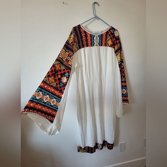 Aztec Tribal Dress Ceremonial Colorful Southwestern Bohemian Retro 70s XXL - Picture 7 of 15